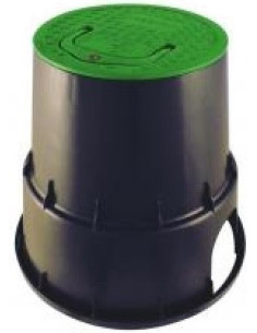 Arqueta circular 15 cm diámetro tapa verde tirador