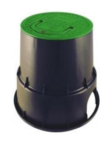 Arqueta circular 15 cm diámetro tapa verde tirador