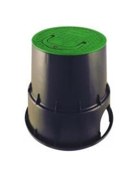 Arqueta circular 15 cm diámetro tapa verde tirador