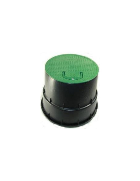 Arqueta circular 25 cm diámetro tapa verde tirador