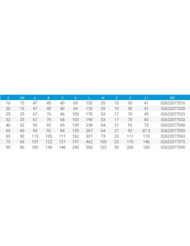 PL VALVULA FITTING 63 mm POLIETILENO