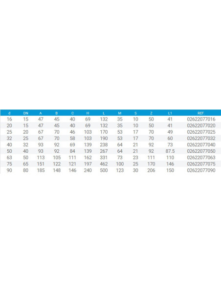 PL VALVULA FITTING 63 mm POLIETILENO