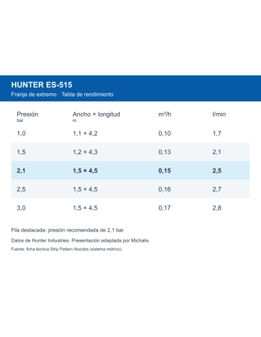 Tobera Hunter ES-515 de franja de extremo | Michalis