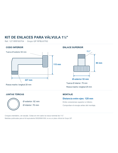 KIT RECAMBIO ENLACES PARA VALVULA PRAHER 6 VIAS 1 ½”