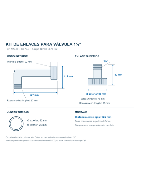 KIT RECAMBIO ENLACES PARA VALVULA PRAHER 6 VIAS 1 ½”