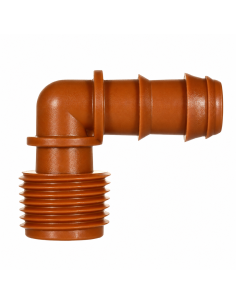 Codo rosca macho marrón 16 mm x 3/4 pulgada, vista del producto